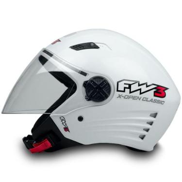 Imagem de Capacete Moto Aberto X Open Classico Viseira Cristal Branco Inmetro Ta