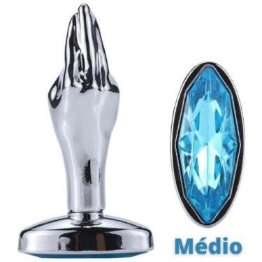 Imagem de Plug Anal Aço Inox Médio com Formato de mão e Joia na Base - Aphrodisi