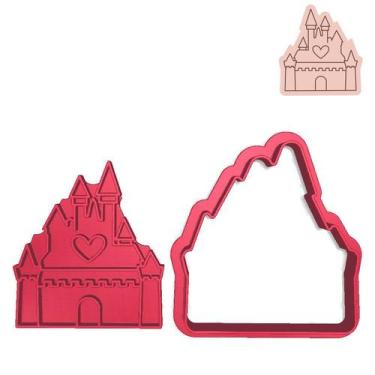Imagem de Cortador Carimbo Castelo Disney Princesas Coração - DOCE IMPRESSO, 8cm