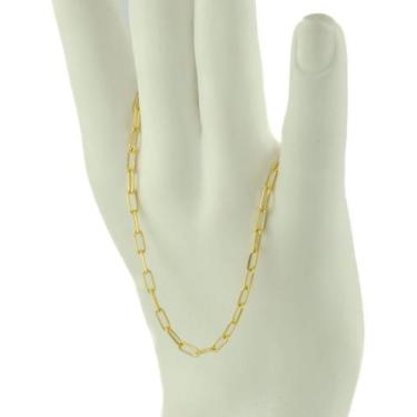 Imagem de Pulseira Feminina Ouro 18k 750 Maciça Cadeado Longo 18 Cm - JOIE JOIAS