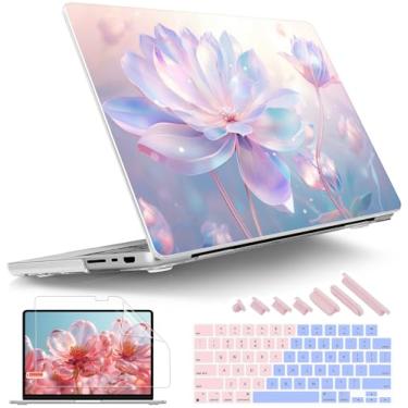 Imagem de Tuiklol Capa rígida para MacBook Pro de 14 polegadas versão 2025-2021 M5 A3434 /M4 A3112 A3401 A3185/M3 A2918 A2992/M2 A2779/M1 A2442 Pro/Max, capa rígida com protetor de tela para toque ID, flor de