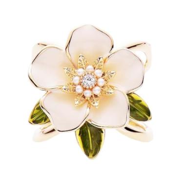 Imagem de Cachecol de seda com folha de flor, broche para mulheres, elegante, branco, esmaltado, jasmim, xale, cachecóis, fivela, fecho, clipe, anéis, broches, acessórios delicados para vestidos, joias de festa