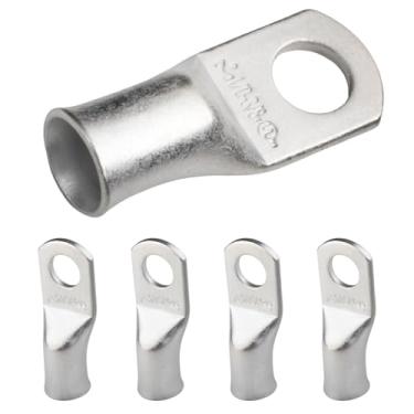 Imagem de Selterm 1/0 AWG 3/8" (5 peças), UL Marine Grade Wire Lugs, extremidade do cabo de bateria, ilhós de cobre estanhado, conectores de terminal de anel tubular [B68]