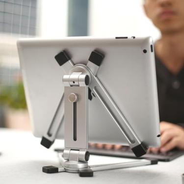 Imagem de Suporte dobrável portátil de alumínio, suporte universal para tablet dobrável e ajustável em vários ângulos para iPad/iPhone/notebook/Kindle/Samsung Galaxy Tab, Nintendo Switch, Apple iPad Pro 10
