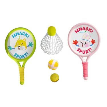 Imagem de kowaku 2 Peças Crianças Badminton Raquetes Set Brinquedo Esportivo com Bola e Peteca Portátil Badminton Racquet para Praia Crianças Quintal, Contém 3 Bolas