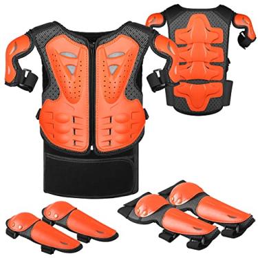 Imagem de JUSTDOLIFE Equipamento Para Motociclista Jovem, 5 Peças De Jaqueta De Proteção Para Braço De Motocicleta, Armadura Para Motocicleta Infantil Com Joelheiras, Cotoveleiras, Protetor De Peito Para Corri