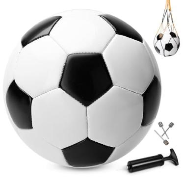 Imagem de Bola de futebol tamanho 4 para jovens adultos, bola de futebol clássica com bomba e bolsa de rede, esportes internos ao ar livre, jogos, treinamento, prática, brinquedos, Natal, aniversário, presentes