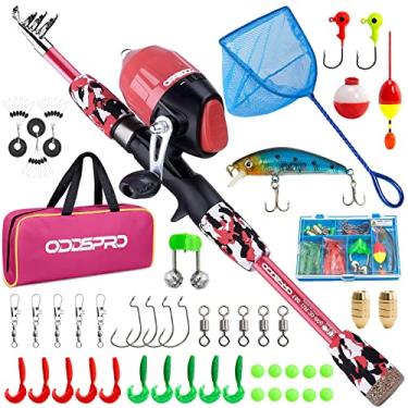 Imagem de ODDSPRO Vara de Pesca Infantil - Kit de Iniciação À Pesca Infantil - com Caixa de Equipamentos, Carretel, Plugue de Prática, Guia para Iniciantes E Bolsa de Viagem para Meninos E Meninas