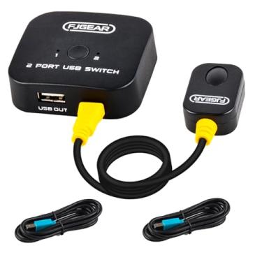 Imagem de HeelAooRC Controlador adaptador de comutador USB KVM, impressora de compartilhamento de 2 computadores, sem drivers, vem com controle de mesa e 2 cabos de impressora USB