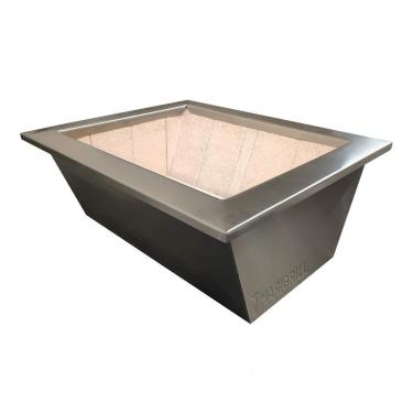 Imagem de Braseiro Aço Inox 304 anticorrosivo 60x50cm de embutir modelo 4 espetos Com Manta Térmica e Refratário Marigrill para churrasco