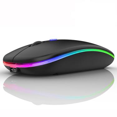 Imagem de PEIBO Mouse sem fio Bluetooth para laptop, Mac, MacBook, iPad, MacBook Air, MacBook Pro, PC, desktop, Windows Chromebook Notebook (LED preto)