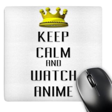 Imagem de 3dRose Mouse pad 20 x 20 x 0,65 cm, Gold Crown Keep Calm and Watch Anime (mp_120908_1)