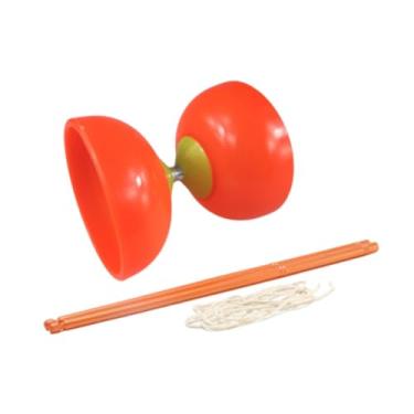 Imagem de EHJRE Conjunto chinês de ioiô Diabolo com rolamento triplo Diabolo Fitness com bastão de Diabolo Corda de Diabolo Conjunto chinês de Diabolo para iniciantes , Vermelho
