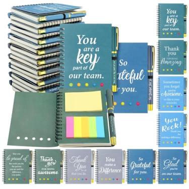 Imagem de Zhanmai 30 conjuntos de presente de equipe para funcionários caderno espiral diários de couro inspiradores presentes de equipe de agradecimento com canetas esferográficas, abas adesivas coloridas para