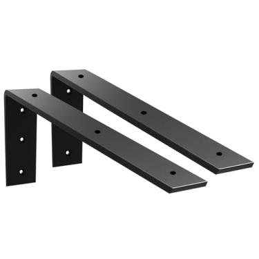 Imagem de Walwe Suporte De Bancada, Pacote Com 2 Unidades, 18", Resistente, 3/8" De Espessura, Suporte De Bancada Em Granito Preto, 18" X 8" X 2,5" De Prateleira, Suporte Em L, Corbels De Lareira Para Bancadas