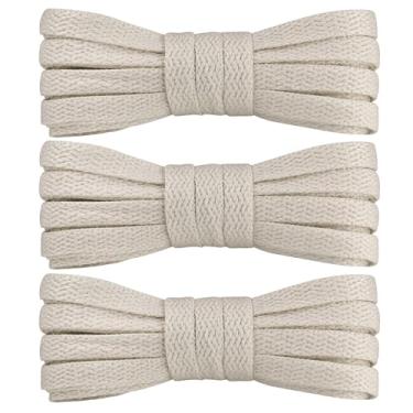 Imagem de PTERYBIRD 3 pares de cadarços planos para tênis, cadarços de 5/40.6 cm de largura, cadarços de substituição duráveis para Converse Air Force 1, Bege, 29″ ( 75 cm ) - 3 Pairs