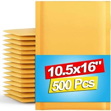 Imagem de Axidou Envelopes Kraft Bubble Mailers 26 x 40 cm, pacote com 500, envelopes acolchoados resistentes a rasgos, envelopes autovedantes espessos, adequados para pequenas empresas, envio, correspondência