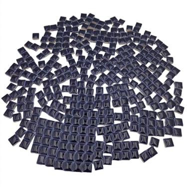 Imagem de Azulejos de mosaico de cerâmica de 500 g para artesanato, peças quadradas de mosaico de 1,3 cm x 1,3 cm, mosaicos de porcelana para mosaico DIY, azulejos de cerâmica de 12 mm a granel (azul escuro)