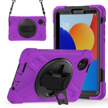 Imagem de GooodiDEAR Capa para Redmi Pad SE 8.7, capa resistente à prova de choque com suporte giratório de 360°, alça de mão ajustável, proteção total, design de plugue contra poeira, tela de borda elevada e