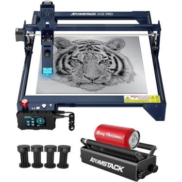 Imagem de ATOMSTACK A10 Pro Gravadora Laser, 10W Máquina de Laser Gravação, Corte a Laser com R3 Pro Rolamento Rotativo, Cortadora a Laser de Foco Fixo para Metal, Madeira, Área de Gravação de 410x400mm