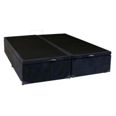 Imagem de Base box bau bipartido casal queen - (158x198) preto suede - ALTO NIVE