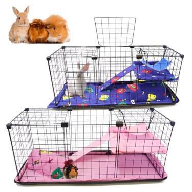 Imagem de Cercado Pet para Porquinho da Índia 30x90x40cm Completo com Acessórios Mini Andar Teto Rampa Soft Toca e Rede (Cercado Preto e Acessórios Macho)