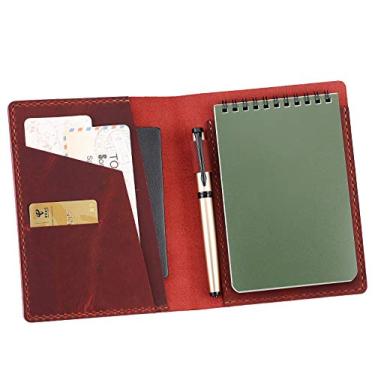 Imagem de Capa de couro compatível com cadernos Rite in the Rain Notebooks, capa de couro para bloco de notas de bolso de 10 x 15 cm - vinho