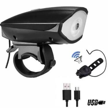 Imagem de Lanterna Farol Bike Buzina Recarregável Usb Piscante Bicicleta - Shop3