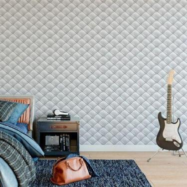 Imagem de Papel de Parede Couro Prata Claro - Império da Impressão