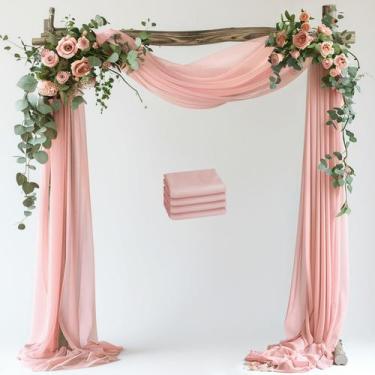 Imagem de Arco de Casamento Wokceer com Tecido Drapeado Blush - 8,7m x 6m