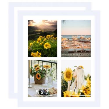 Imagem de Porta-retrato com colagem de 30 x 40,6 cm, conjunto de 2 peças, 4 fotos 12 x 16 ou 12 x 16, quatro aberturas 12 x 17 cm, colagem para pendurar na parede, leve 12 x 17 cm, pacote com 2, branco