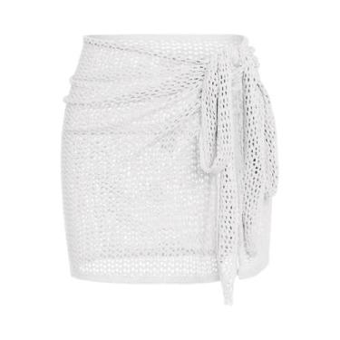 Imagem de Saia Curta de Malha com Fenda - Sexy e Ideal para o Verão, BR-M, Branc