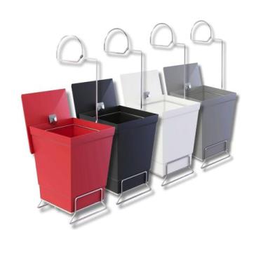 Imagem de Lixeira Banheiro Lavabo Com Suporte Cromado Papel Higiênico Stolf, Cin