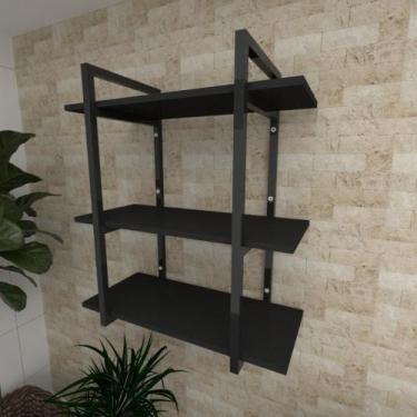 Imagem de Prateleira industrial para Sala aço cor preto prateleiras 30 cm cor pr