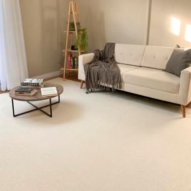 Imagem de Tapete Algodão 2,50 x 3,00 Antiderrapante Sala Quarto Cru Cinza Sem Pelo Artesanal de Tear Boho Moderno (Cru)