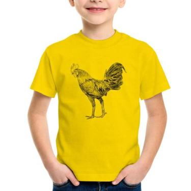 Imagem de Camiseta Infantil Galo Desenho - Foca na Moda, Amarelo, 6