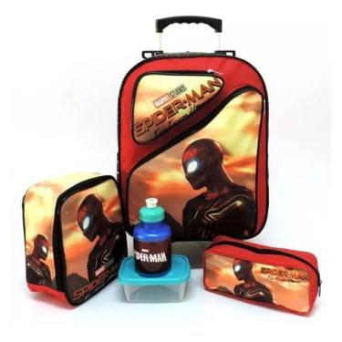 Imagem de Kit Mochila Infantil Homem Aranha 2 Bolsos Rodinhas Tam G F5 - proprio