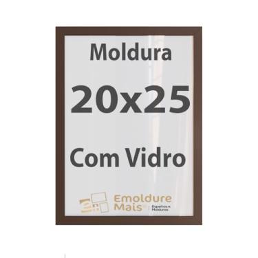 Imagem de Moldura 20x25 Marrom Com Vidro, para Quadros Decorativo para sala, quarto, escritório, poster, casa, fotos, Certificados, Diplomas, Alvara Porta Retrato.