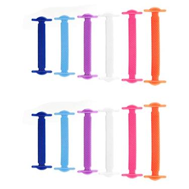 Imagem de Cadarços elásticos coloridos para atletas seniores, fáceis de instalar, tecido de silicone, 6 pacotes, Colorido, Children's Style (12 Pieces/bag)