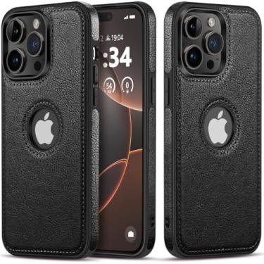 Imagem de DOGODON Design compatível com iPhone 13 Pro Max, capa de couro luxuosa, vintage, fina, antiderrapante, macia, à prova de choque (2021) 16,7 cm (preto)