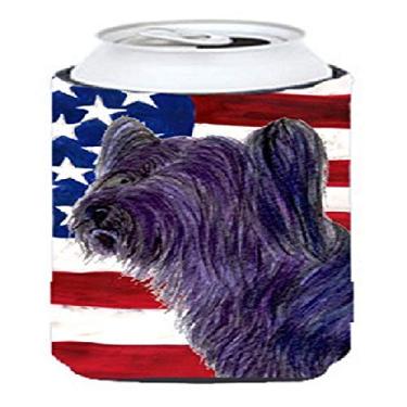 Imagem de Caroline's Treasures SS4219TBC Bandeira americana dos EUA com Skye Terrier Tall Boy Hugger, menino alto, multicolorido
