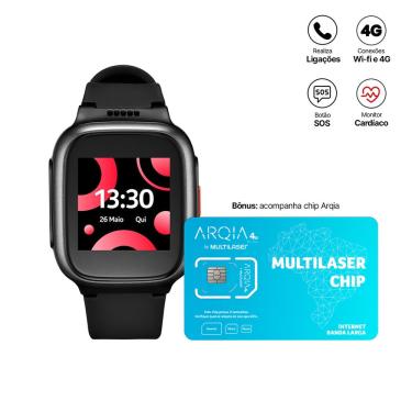 Imagem de SeniorWatch com Monitor cardíaco Oxímetro Botão sos 4G Wi-Fi Multi - P9202