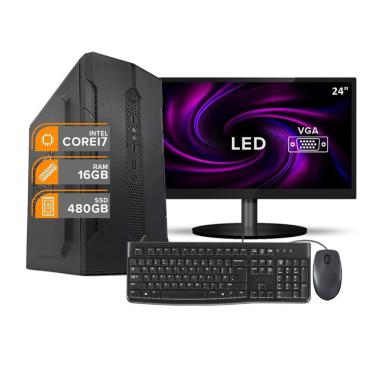 Imagem de Computador Completo Cpu Intel Core I7 16gb, Ssd 480gb, Monitor 24, Homeoffice