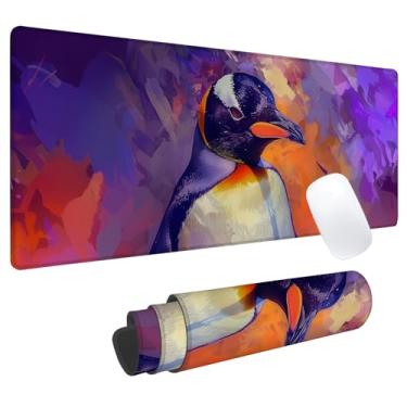 Imagem de Tapete de mouse para jogos pinguim vibrante, tapete de mesa de escritório, base de borracha antiderrapante, tapetes de mouse estéticos legais para computador, laptop, teclado, escola, casa, mesa