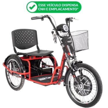 Imagem de Triciclo Elétrico 800W Ré Farol Retrovisor Alarme Fox Vermelho - Não precisa de CNH