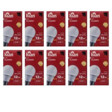 Imagem de Kit 10 Lampadas 12w Luz Amarela 3000k Iluminação Residencial - Kian