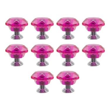 Imagem de Tulead Puxadores de acrílico coloridos de cristal transparente para armário, gaveta com conjunto de parafusos, 1"x0.9", Pink