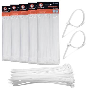 Imagem de Kit 500 Abraçadeiras Lacre De Nylon Enforca Gato Cinta Plástica 3,6x250mm Fita Hellerman 25cm Branca