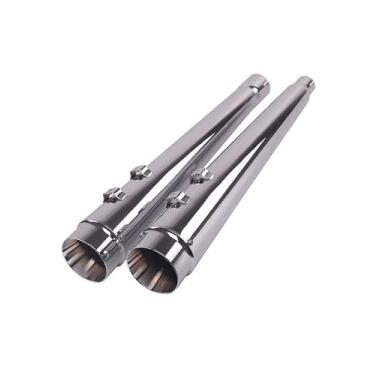 Imagem de SHARKROAD Chrome Classic 4,3 polegadas Megafone Slip ons Escape para Harley Davidson Touring 2017-2020, 3ª geração de som de troatia agressivo em tom profundo Harley Silenciador Fit Street Glide, Road King, Electra Glide
