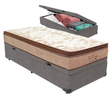 Imagem de Cama Box Baú e Colchão Victory Molas V-Store 78x188x30, Cinza